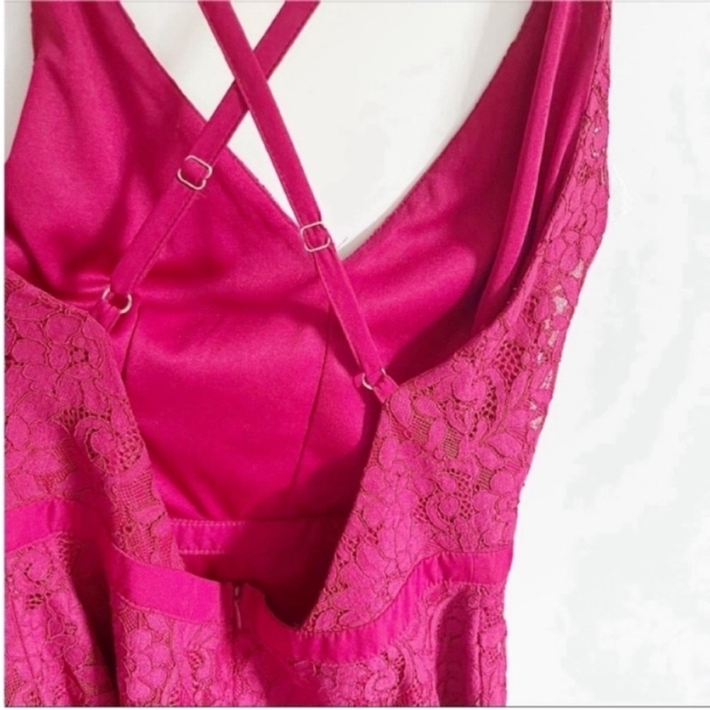 Lulu's Twirling Around skater dress wine red lace floral mini high neck - Picture 10 of 10